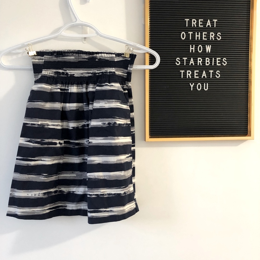 White and Navy striped skirt with pockets